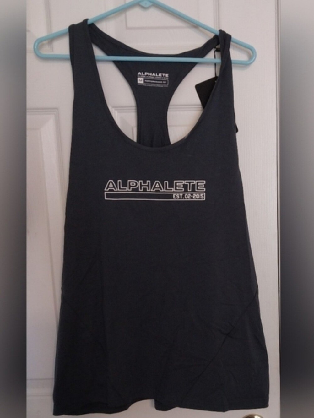 Alphalete  Racerback Tank with White Logo.Size Medium
